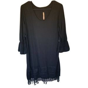 Loyandford Little Black Dress Crocheted Lace Size 10 Flapper Metallic Summer